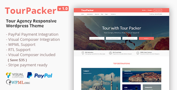 Tour Packer Preview Wordpress Theme - Rating, Reviews, Preview, Demo & Download