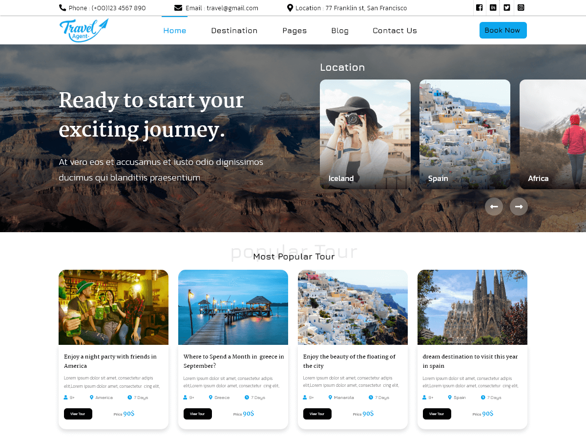 Tour Travel Preview Wordpress Theme - Rating, Reviews, Preview, Demo & Download