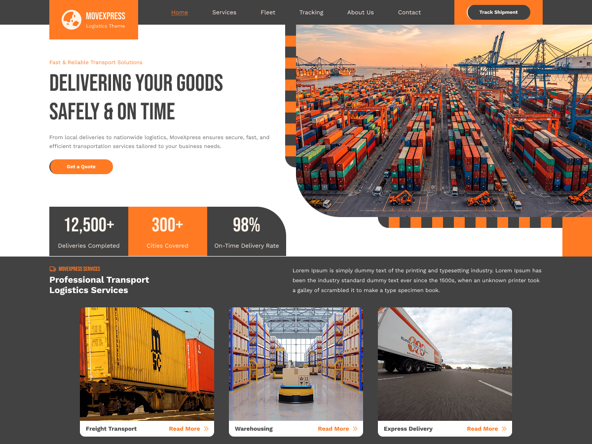 Transport Company Preview Wordpress Theme - Rating, Reviews, Preview, Demo & Download