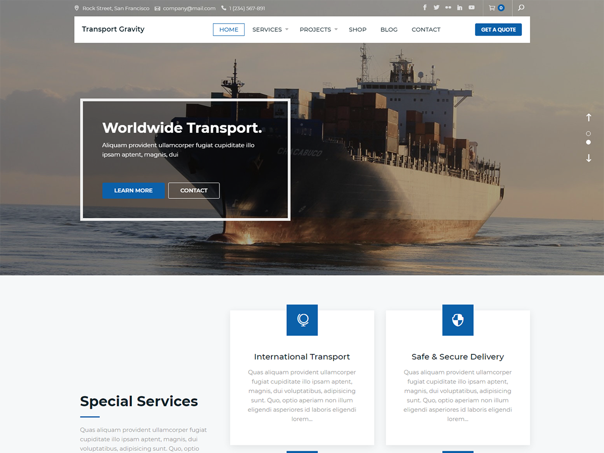 Transport Gravity Preview Wordpress Theme - Rating, Reviews, Preview, Demo & Download