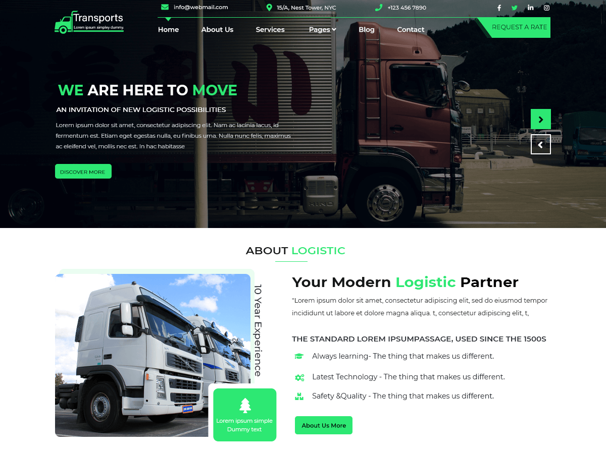 Transportation Shipment Preview Wordpress Theme - Rating, Reviews, Preview, Demo & Download