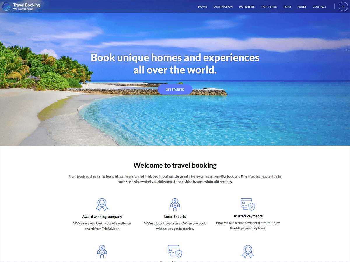 Travel Booking Preview Wordpress Theme - Rating, Reviews, Preview, Demo & Download
