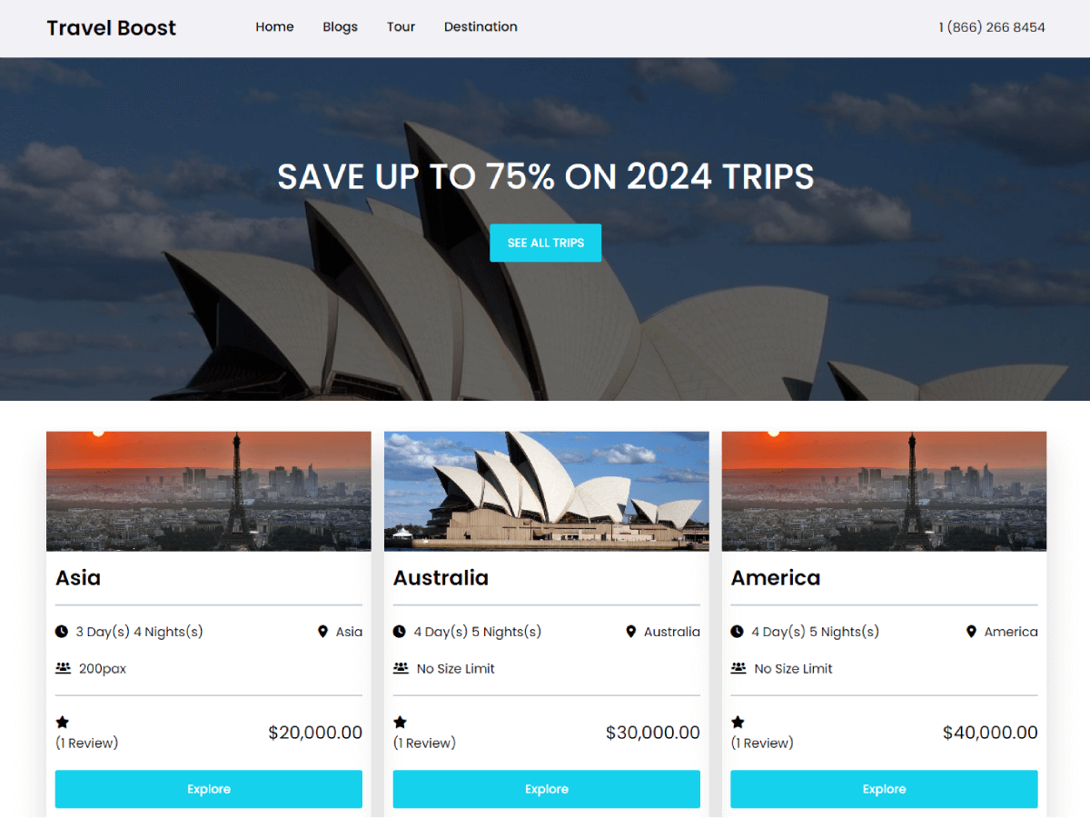 Travel Boost Preview Wordpress Theme - Rating, Reviews, Preview, Demo & Download
