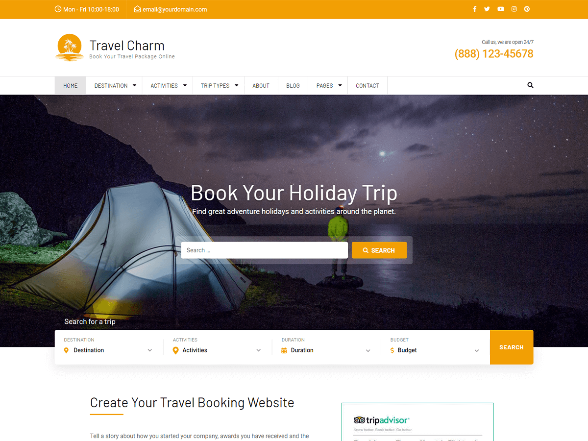 Travel Charm Preview Wordpress Theme - Rating, Reviews, Preview, Demo & Download