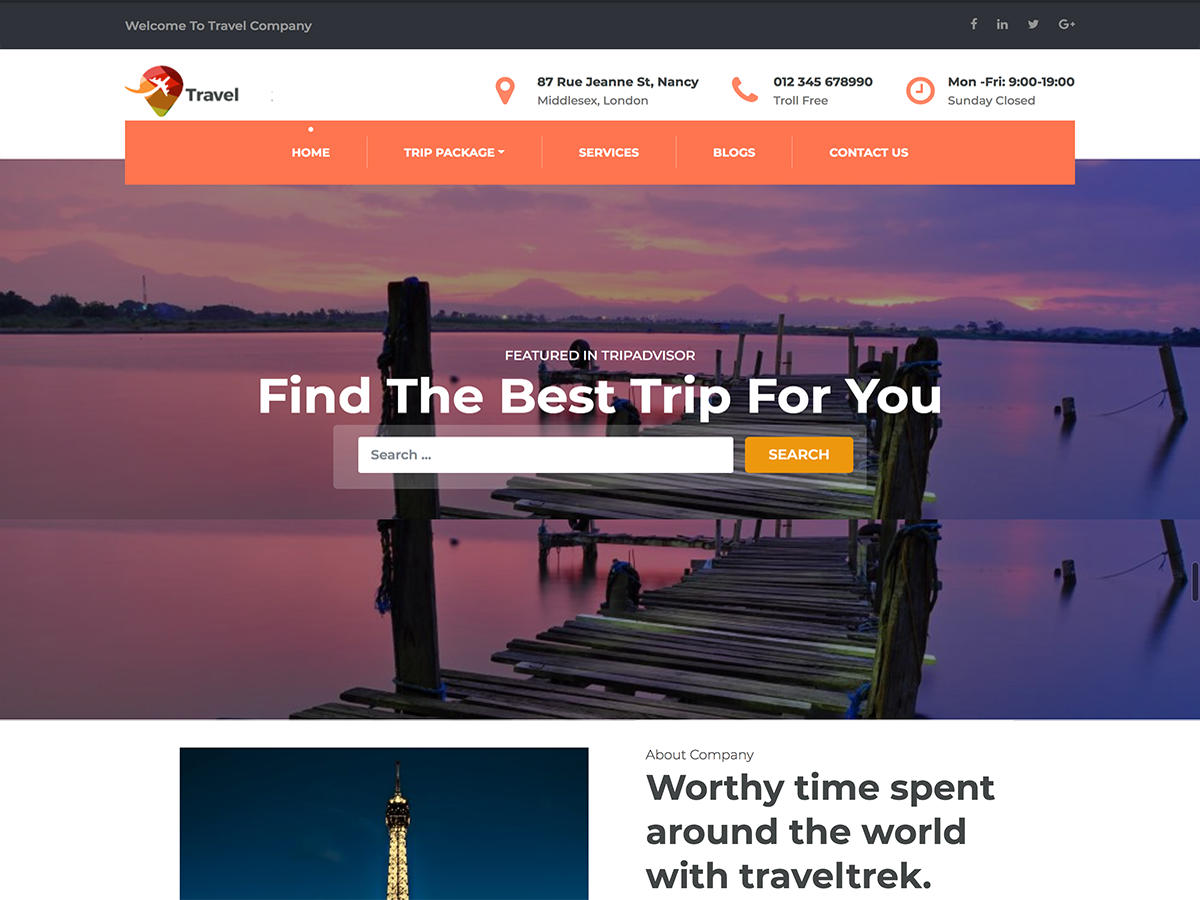 Travel Company Preview Wordpress Theme - Rating, Reviews, Preview, Demo & Download