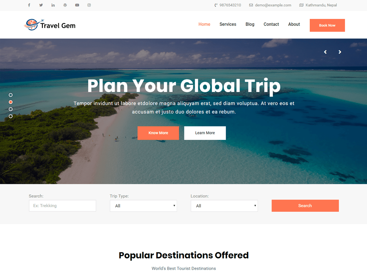 Travel Gem Preview Wordpress Theme - Rating, Reviews, Preview, Demo & Download