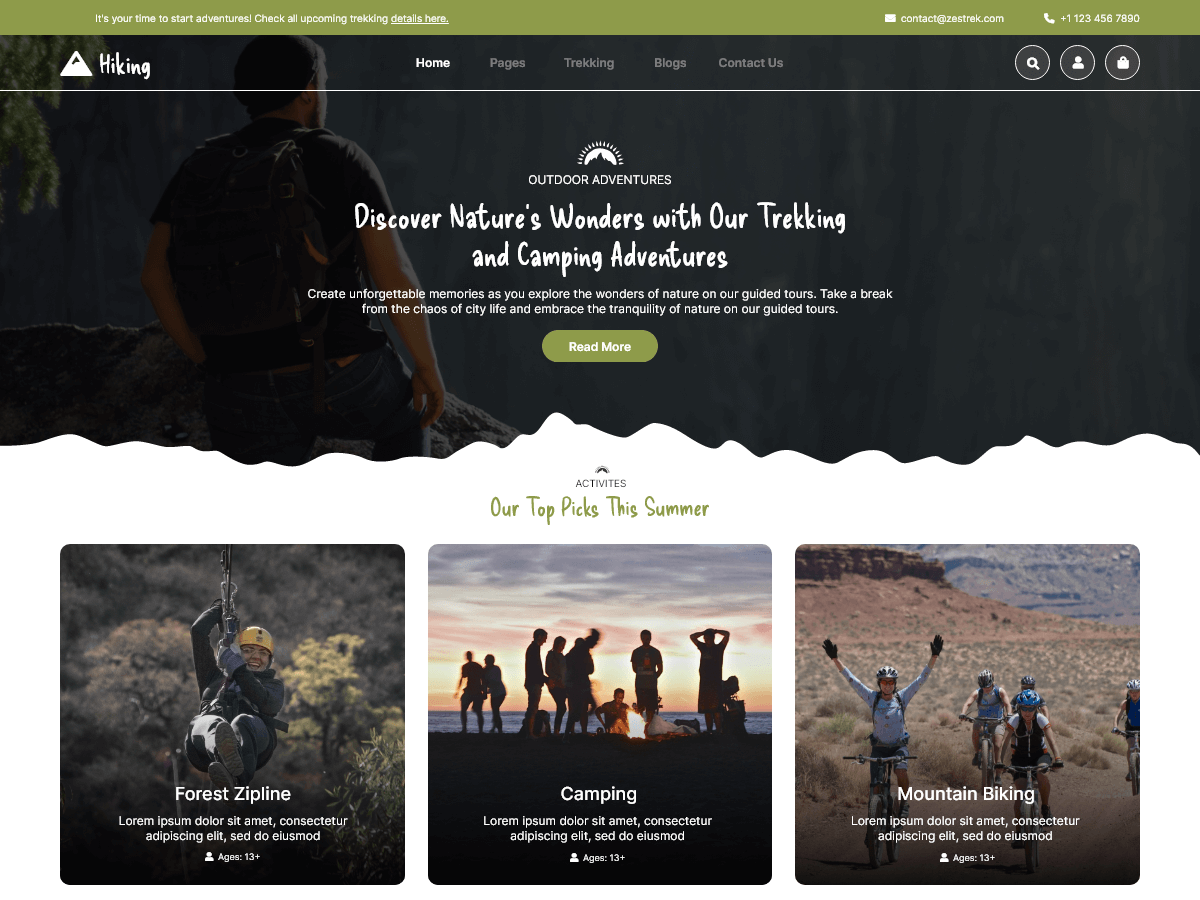 Travel Hiking Preview Wordpress Theme - Rating, Reviews, Preview, Demo & Download