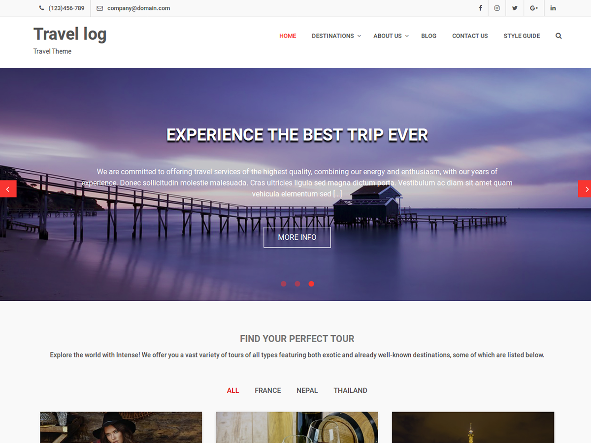 Travel Log Preview Wordpress Theme - Rating, Reviews, Preview, Demo & Download