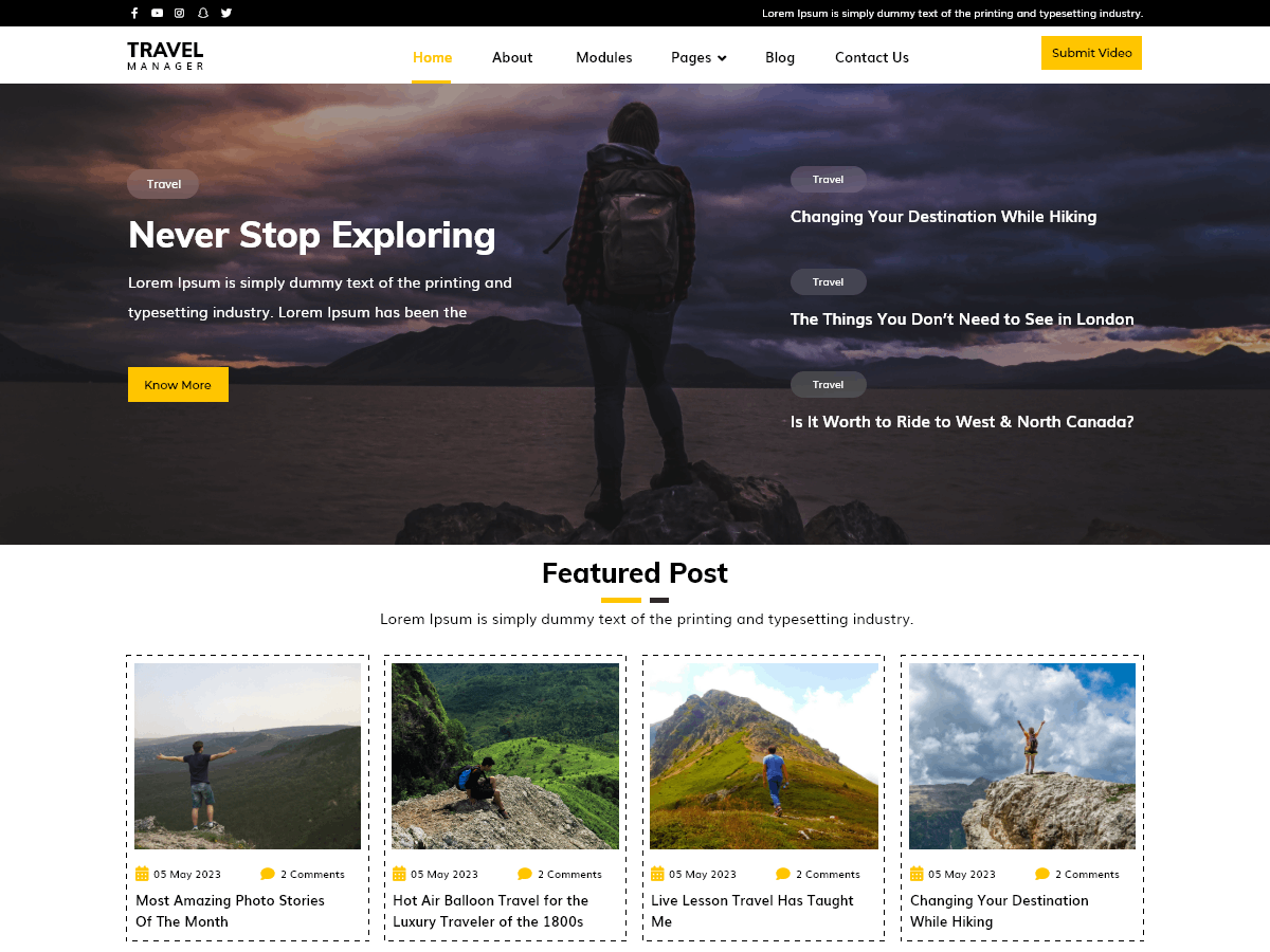 Travel Manager Preview Wordpress Theme - Rating, Reviews, Preview, Demo & Download