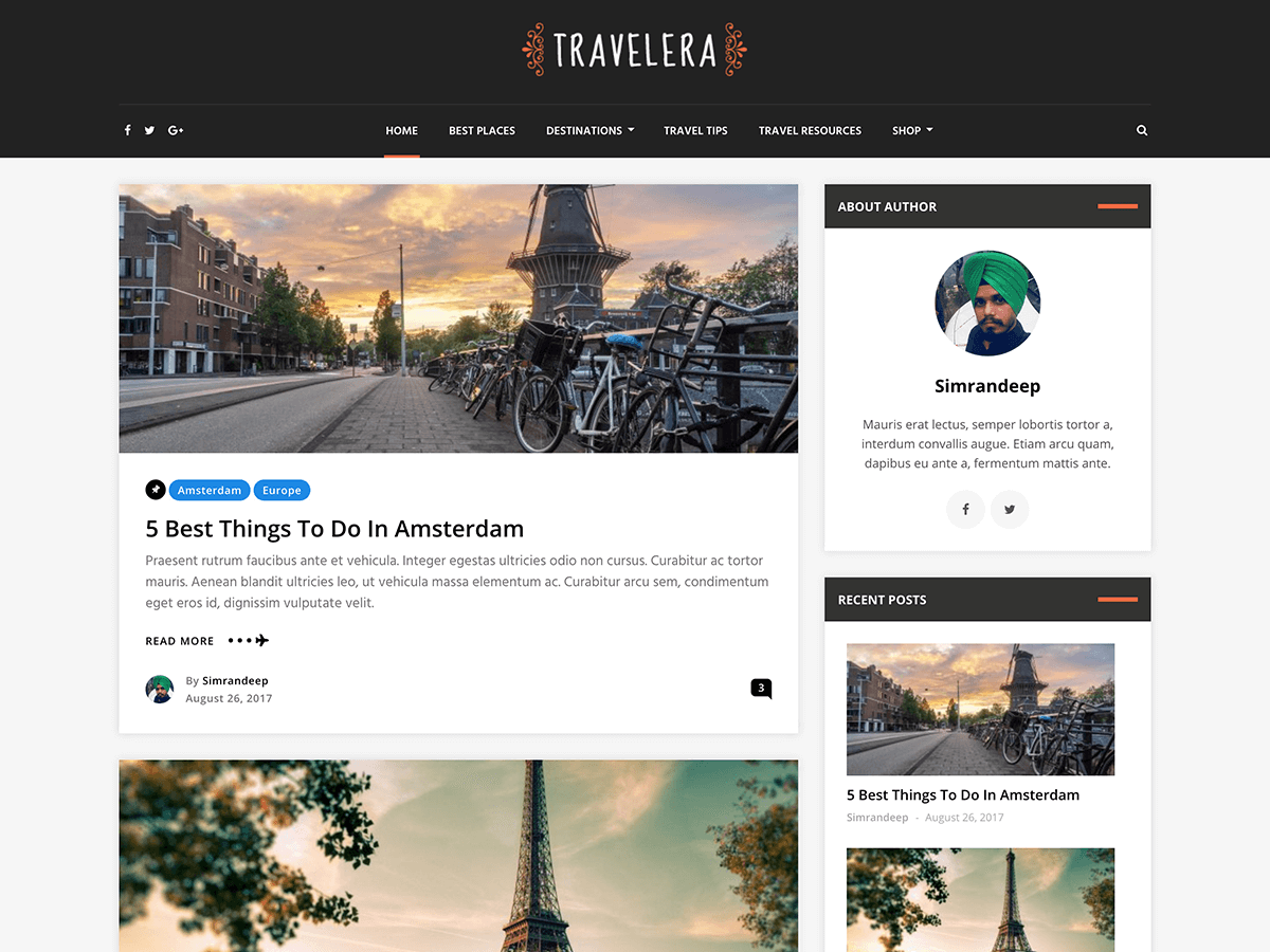 Travelera Lite Preview Wordpress Theme - Rating, Reviews, Preview, Demo & Download