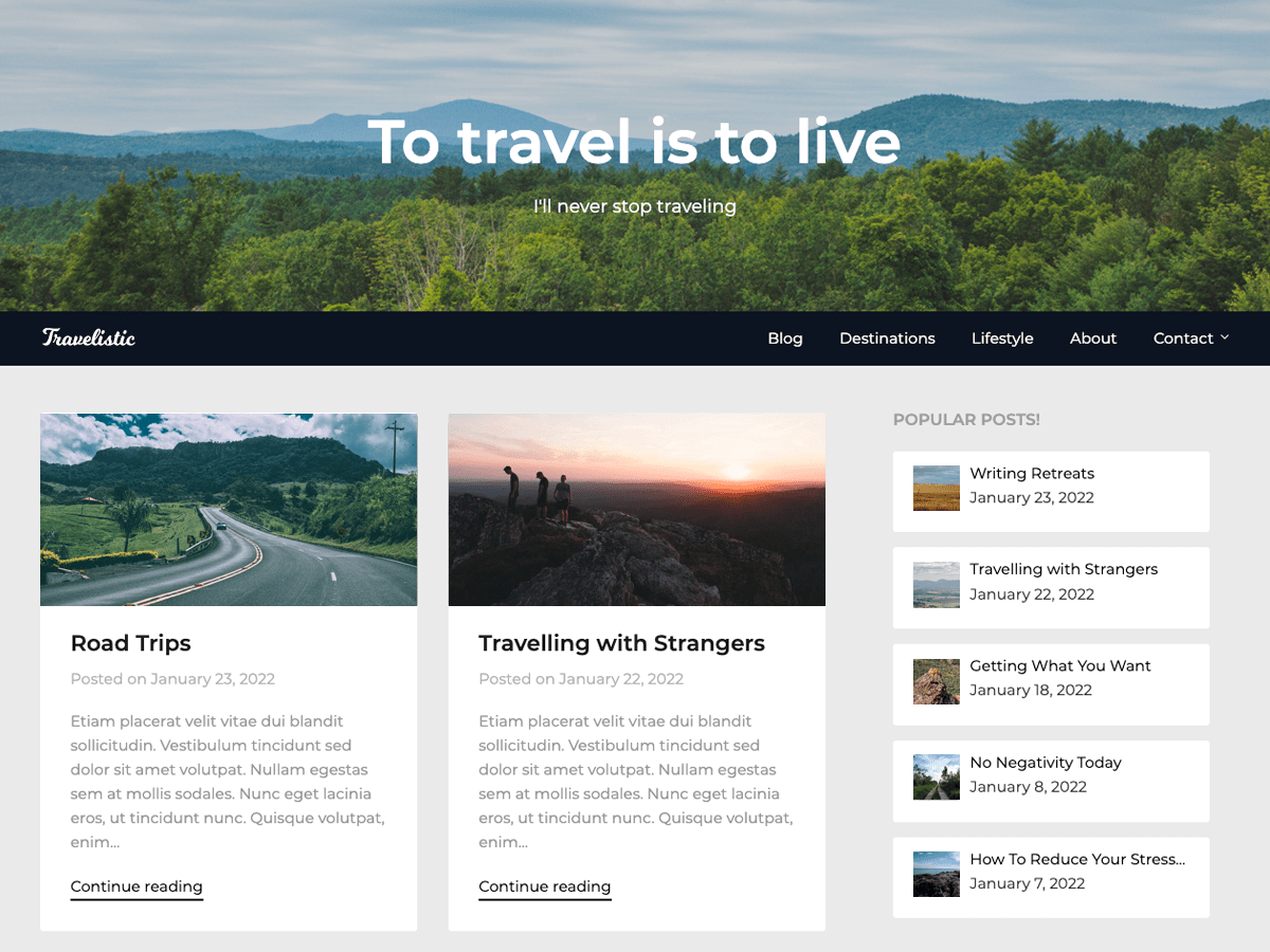 Travelistic Preview Wordpress Theme - Rating, Reviews, Preview, Demo & Download