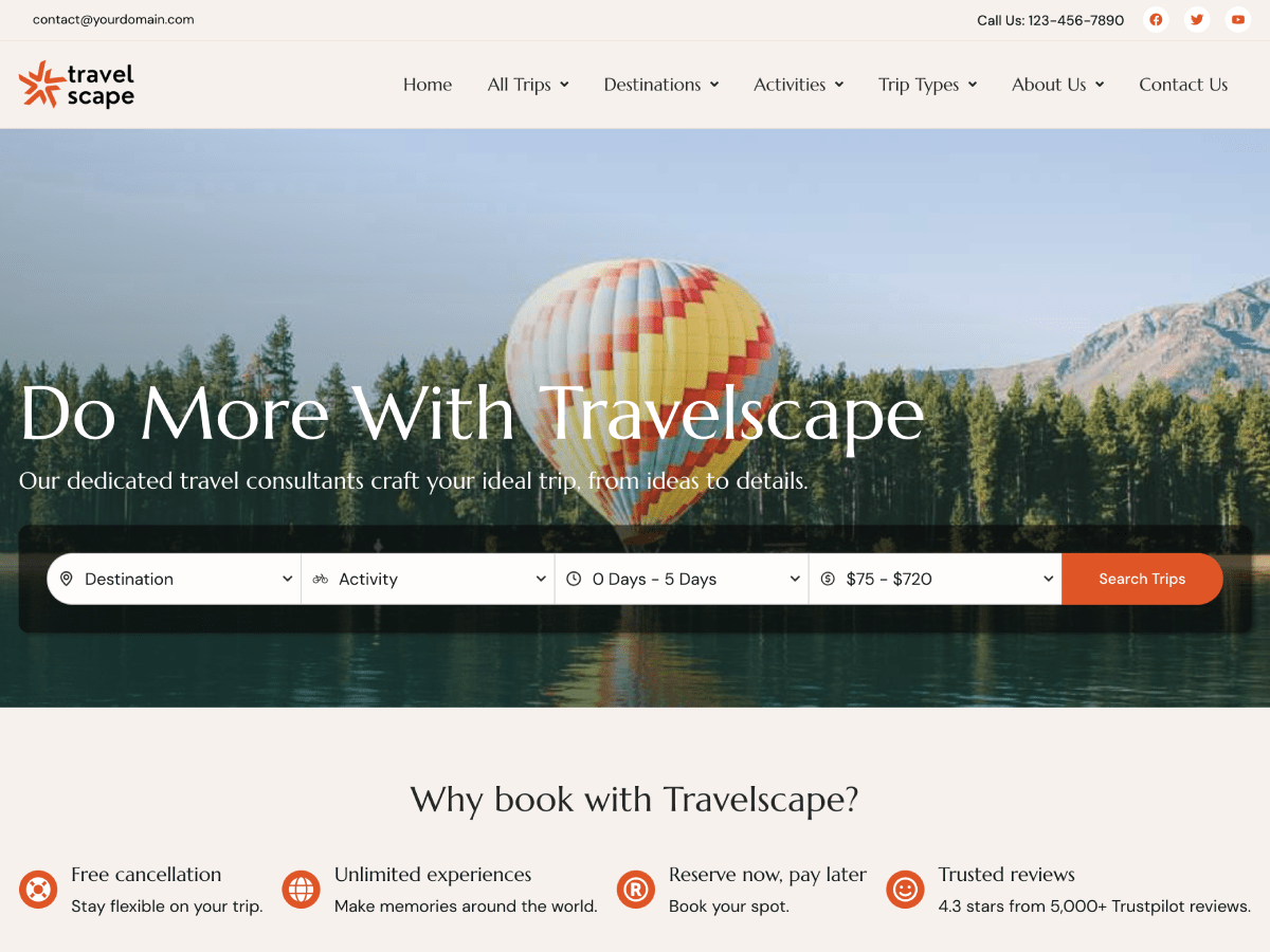 Travelscape Preview Wordpress Theme - Rating, Reviews, Preview, Demo & Download