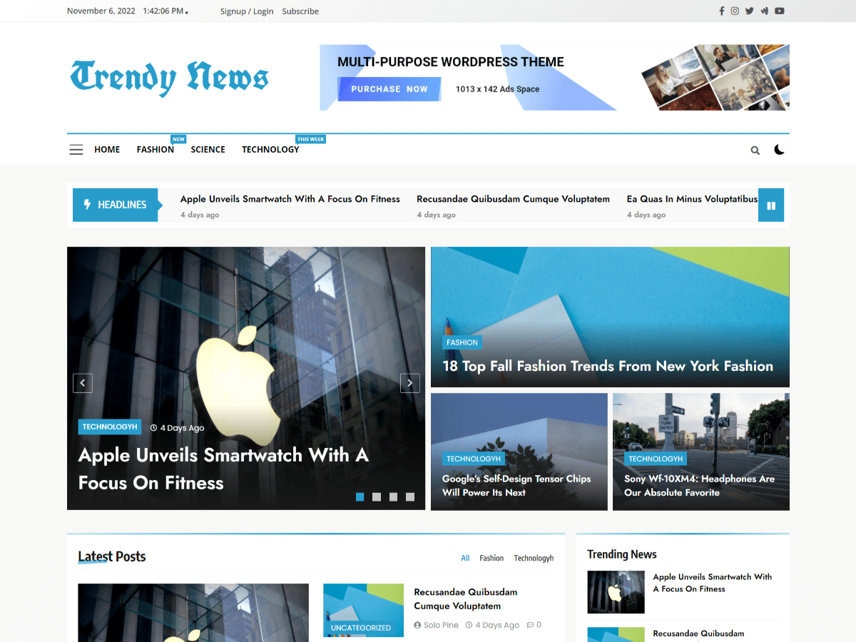 Trendy News Preview Wordpress Theme - Rating, Reviews, Preview, Demo & Download