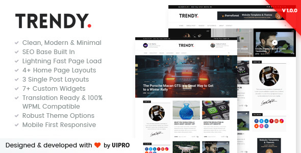Trendy Pro Preview Wordpress Theme - Rating, Reviews, Preview, Demo & Download