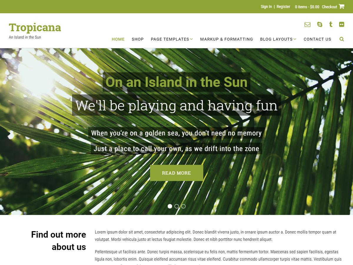 Tropicana Preview Wordpress Theme - Rating, Reviews, Preview, Demo & Download