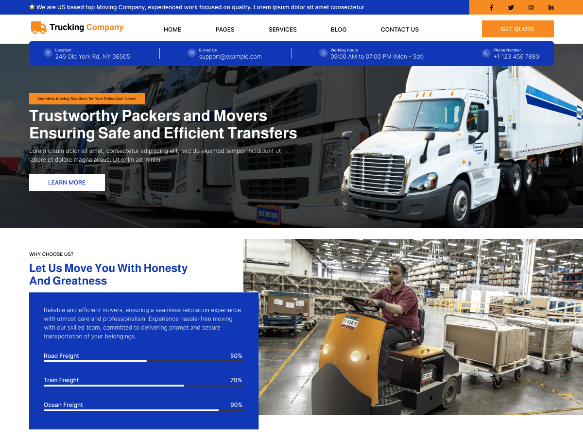 Trucking Company Preview Wordpress Theme - Rating, Reviews, Preview, Demo & Download