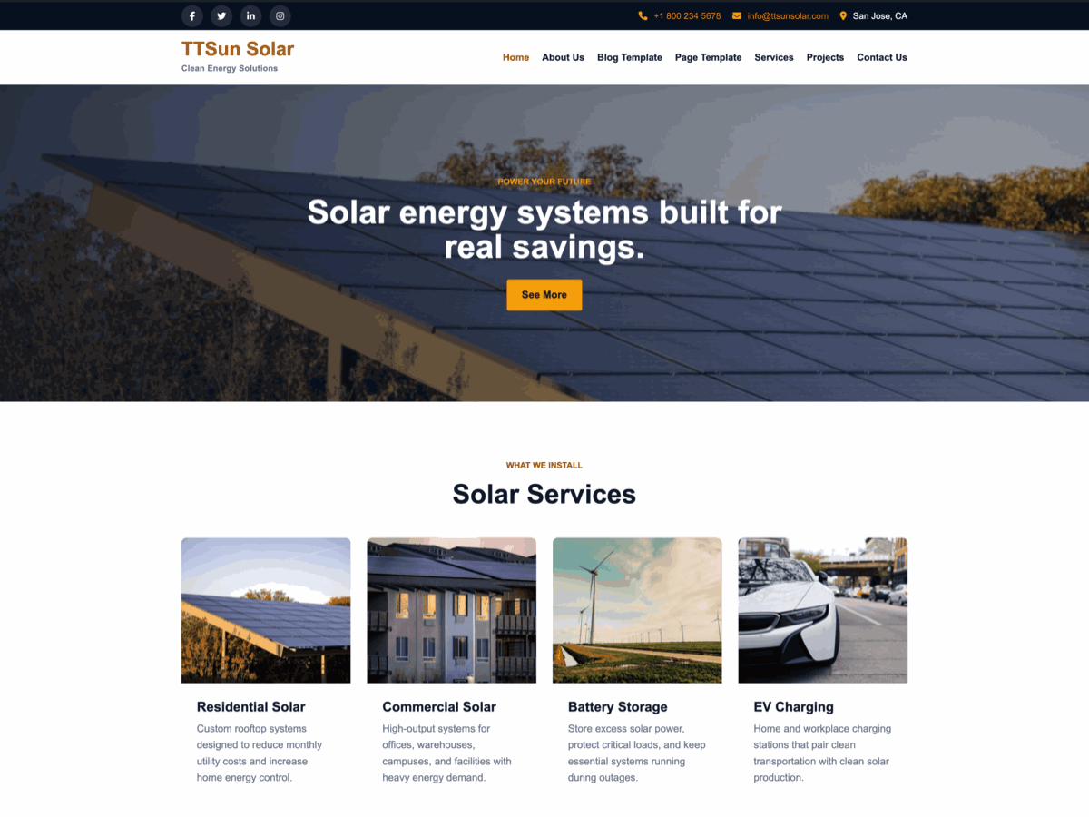 TTSunSolar Preview Wordpress Theme - Rating, Reviews, Preview, Demo & Download