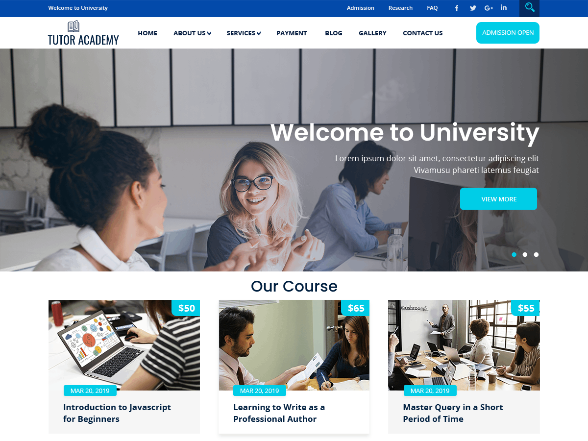 Tutor Academy Preview Wordpress Theme - Rating, Reviews, Preview, Demo & Download