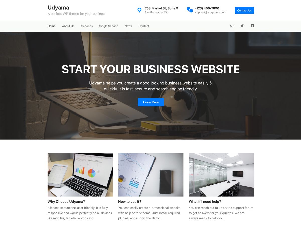 Udyama Preview Wordpress Theme - Rating, Reviews, Preview, Demo & Download