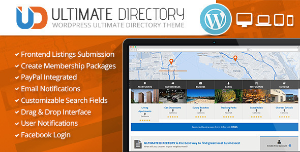 Ultimate Directory Preview Wordpress Theme - Rating, Reviews, Preview, Demo & Download