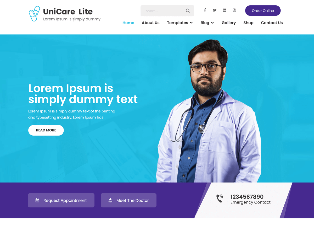 UniCare Lite Preview Wordpress Theme - Rating, Reviews, Preview, Demo & Download