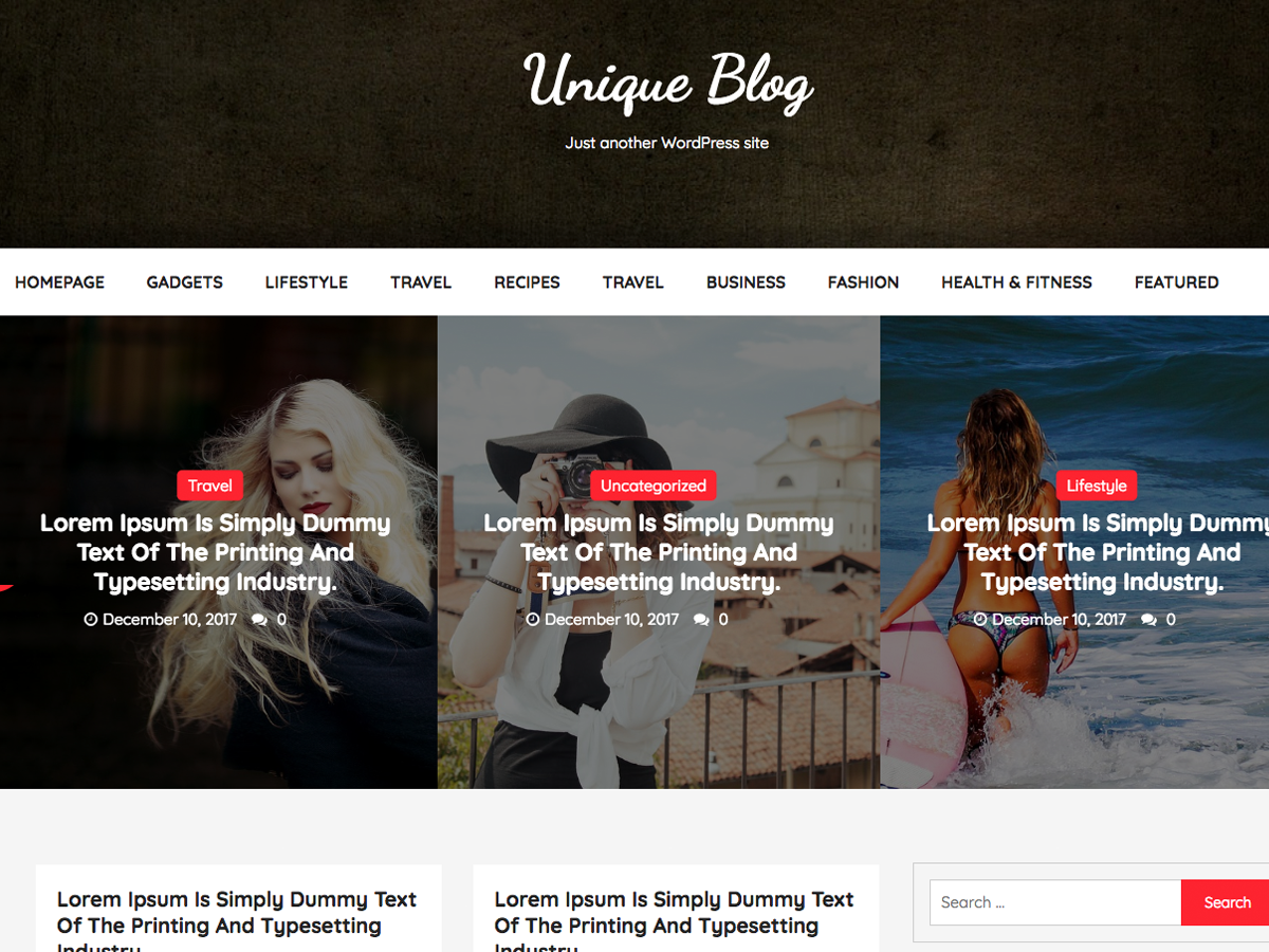 Unique Blog Preview Wordpress Theme - Rating, Reviews, Preview, Demo & Download
