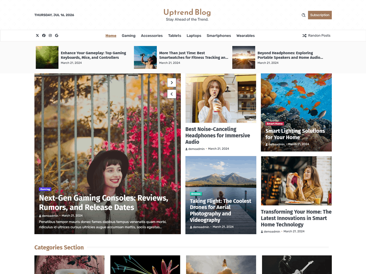 Uptrend Blog Preview Wordpress Theme - Rating, Reviews, Preview, Demo & Download
