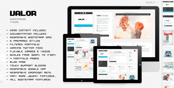 Valor Responsive Preview Wordpress Theme - Rating, Reviews, Preview, Demo & Download