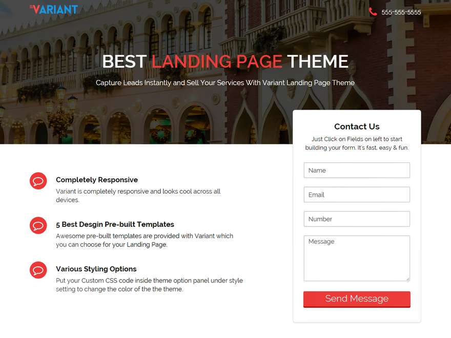 Variant Landing Preview Wordpress Theme - Rating, Reviews, Preview, Demo & Download