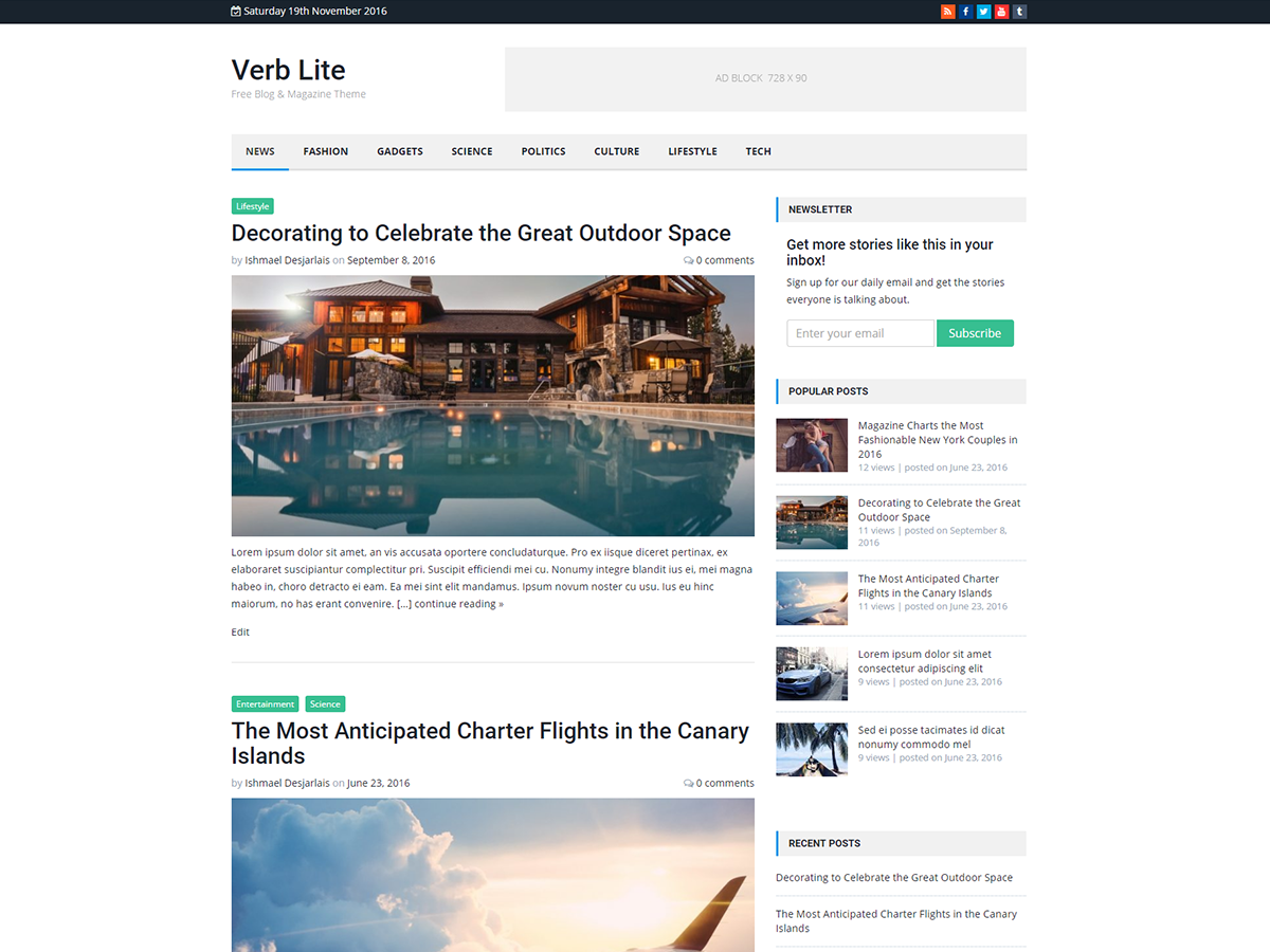 Verb Lite Preview Wordpress Theme - Rating, Reviews, Preview, Demo & Download