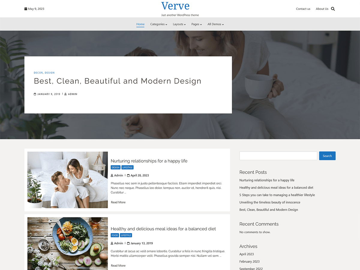 Verve Blog Preview Wordpress Theme - Rating, Reviews, Preview, Demo & Download