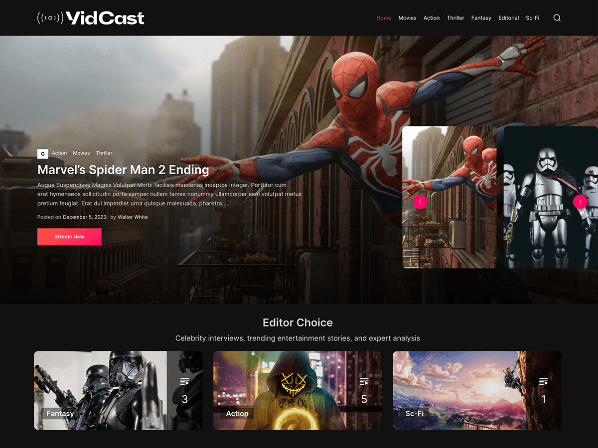 VidCast Preview Wordpress Theme - Rating, Reviews, Preview, Demo & Download