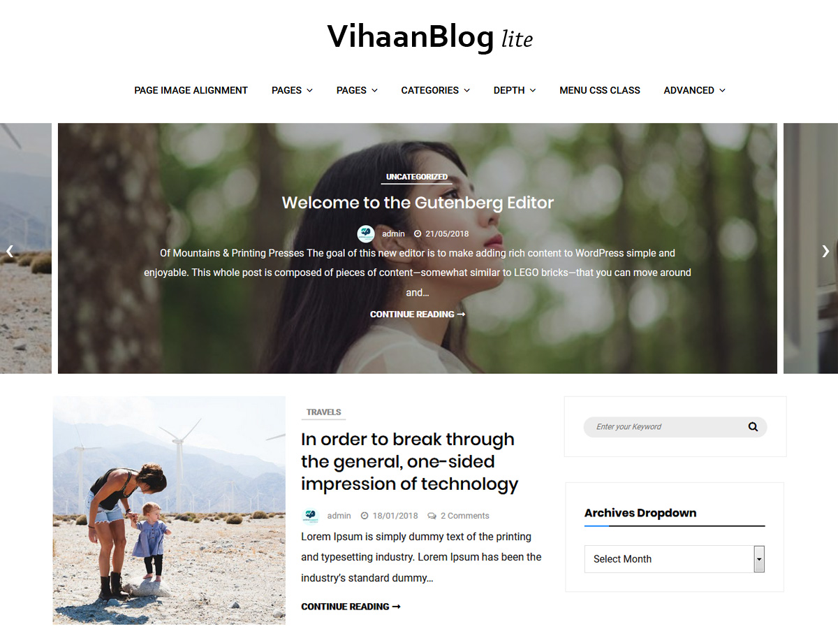 Vihaan Blog Preview Wordpress Theme - Rating, Reviews, Preview, Demo & Download