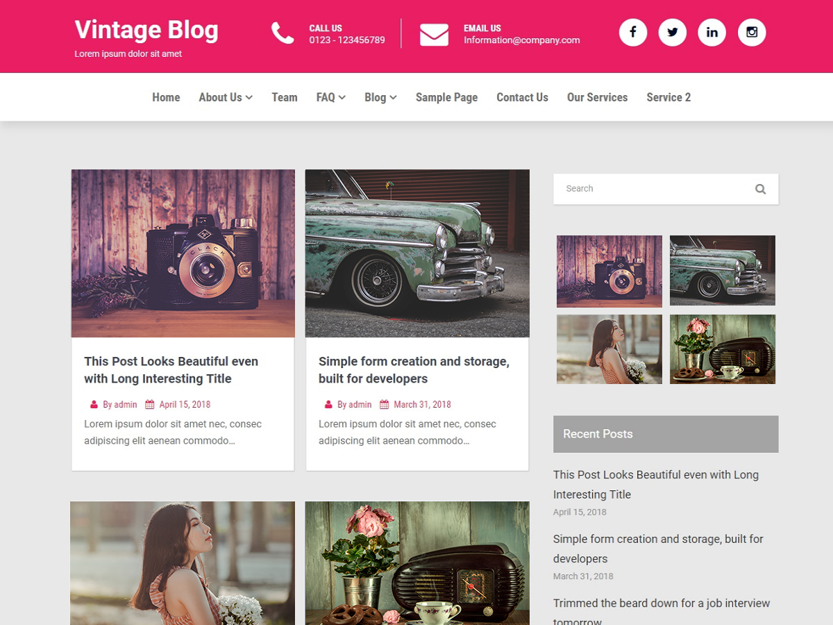 Vintage Blog Preview Wordpress Theme - Rating, Reviews, Preview, Demo & Download