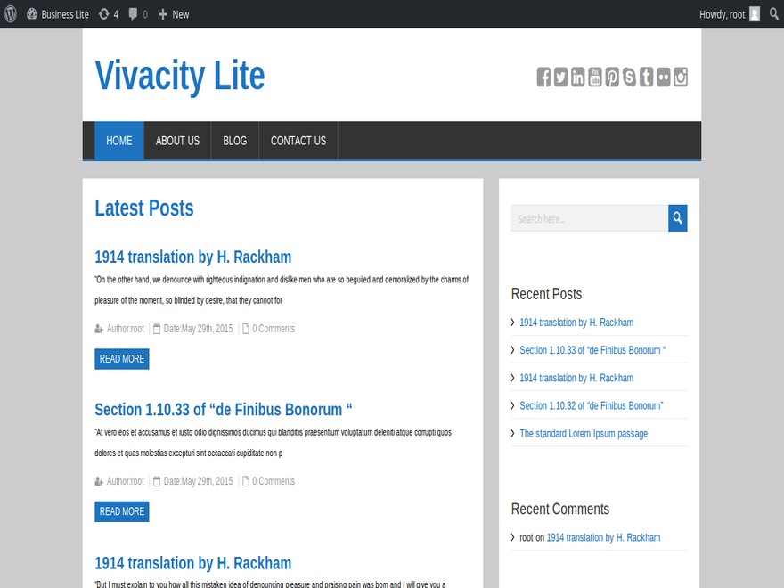 Vivacity Lite Preview Wordpress Theme - Rating, Reviews, Preview, Demo & Download