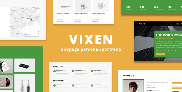 Vixen Onepage Preview Wordpress Theme - Rating, Reviews, Preview, Demo & Download