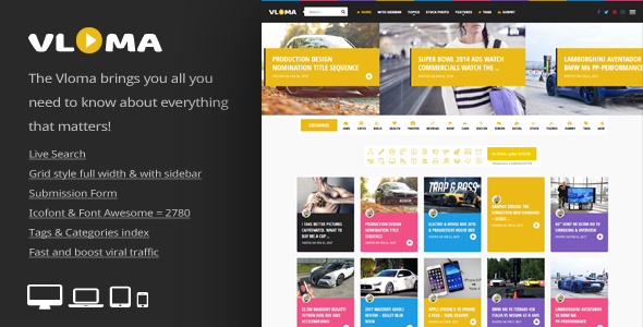 Vloma Grid Preview Wordpress Theme - Rating, Reviews, Preview, Demo & Download