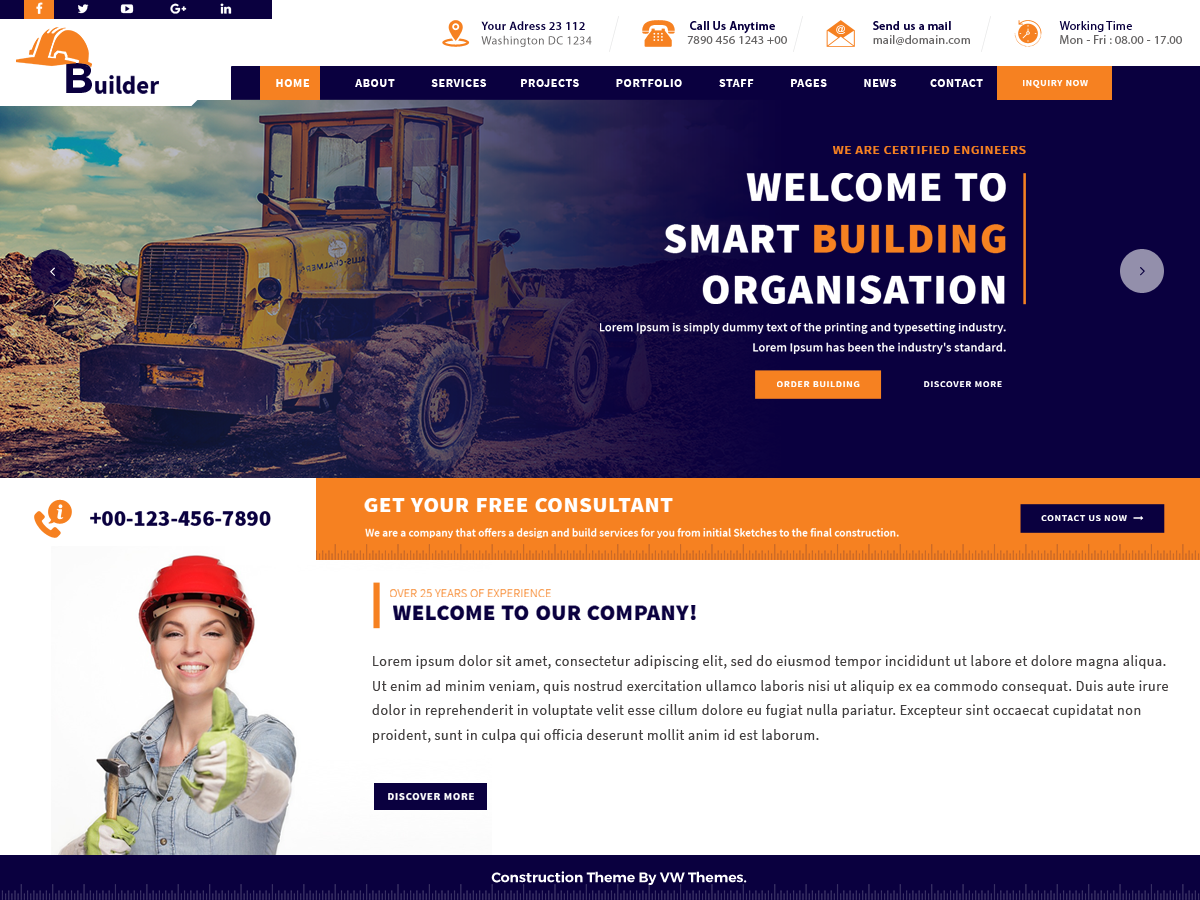 VW Construction Preview Wordpress Theme - Rating, Reviews, Preview, Demo & Download