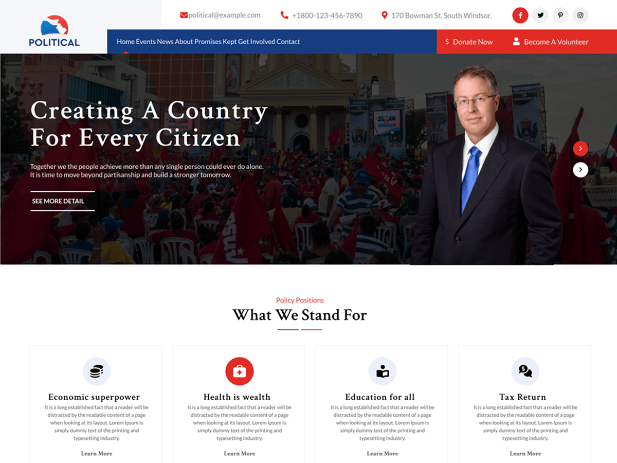VW Political Preview Wordpress Theme - Rating, Reviews, Preview, Demo & Download