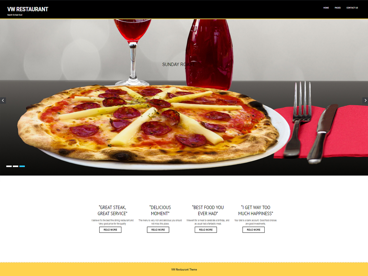 VW Restaurant Preview Wordpress Theme - Rating, Reviews, Preview, Demo & Download