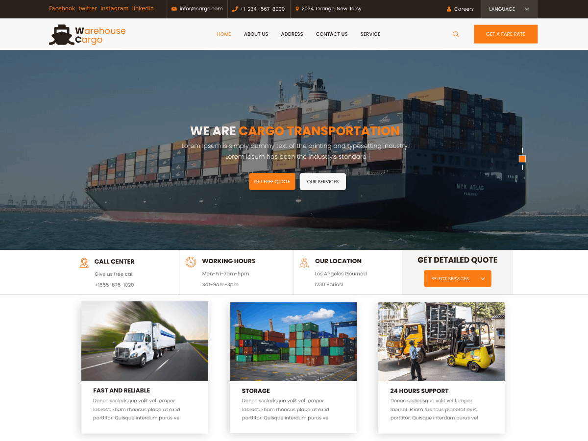 Warehouse Cargo Preview Wordpress Theme - Rating, Reviews, Preview, Demo & Download