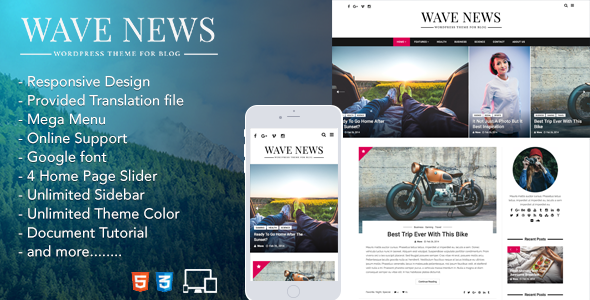 Wave News Preview Wordpress Theme - Rating, Reviews, Preview, Demo & Download