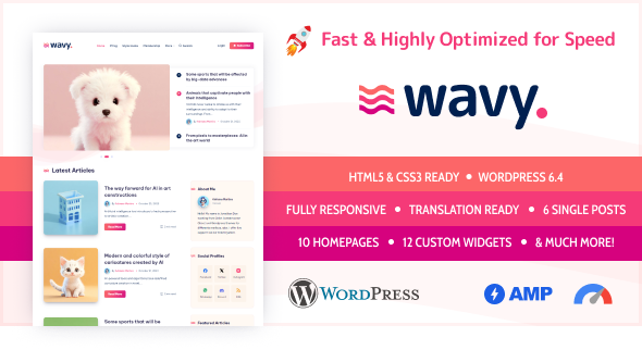 Wavy Preview Wordpress Theme - Rating, Reviews, Preview, Demo & Download