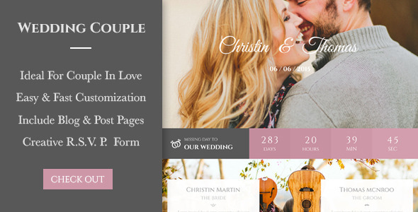Wedding Couple Preview Wordpress Theme - Rating, Reviews, Preview, Demo & Download