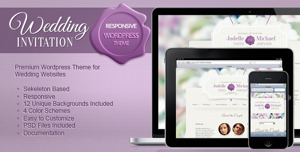 Wedding Invitation Preview Wordpress Theme - Rating, Reviews, Preview, Demo & Download