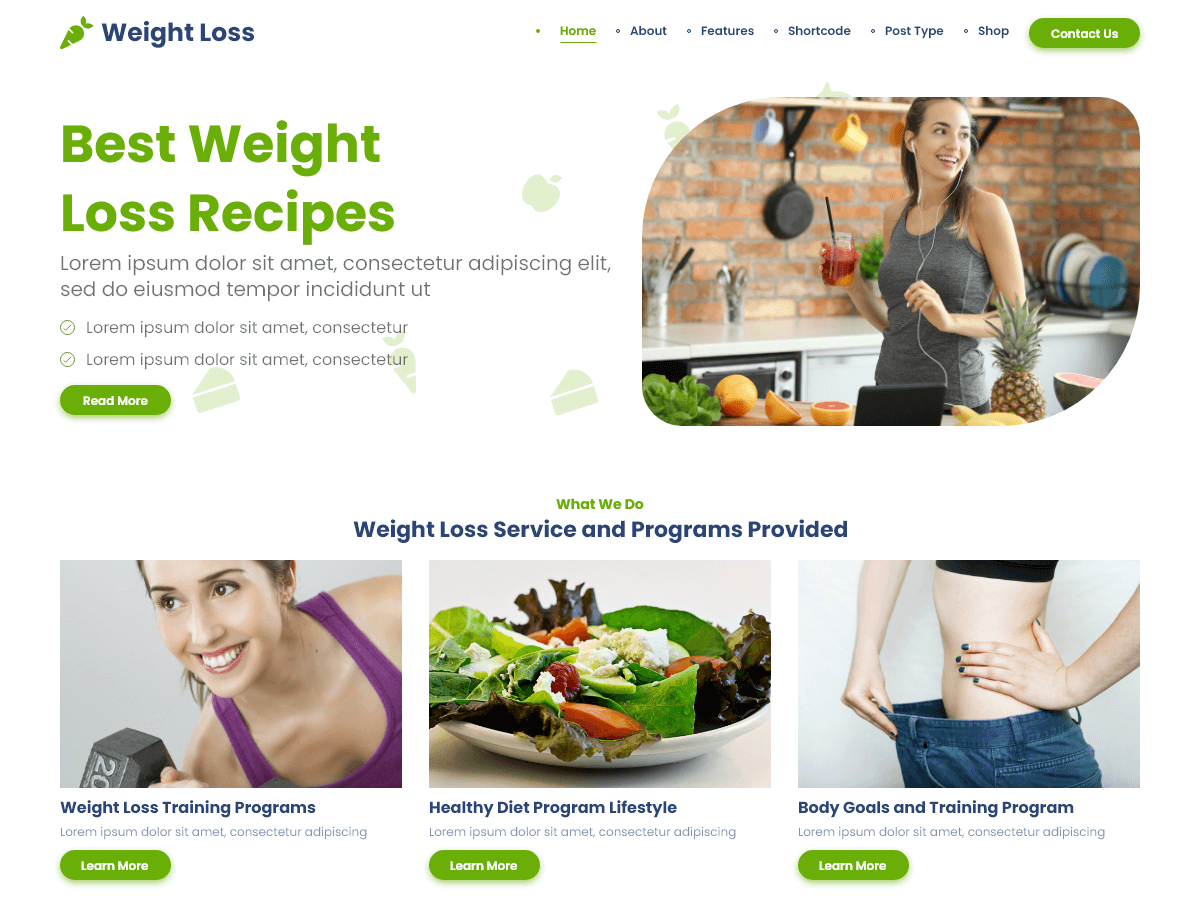 Weight Loss Preview Wordpress Theme - Rating, Reviews, Preview, Demo & Download