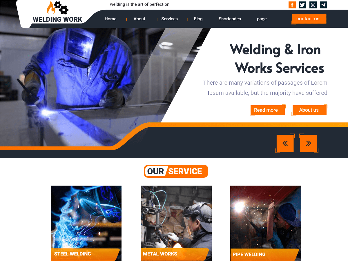 Welding Work Preview Wordpress Theme - Rating, Reviews, Preview, Demo & Download