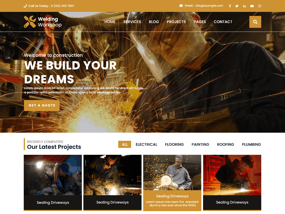 Welding Workshop Preview Wordpress Theme - Rating, Reviews, Preview, Demo & Download