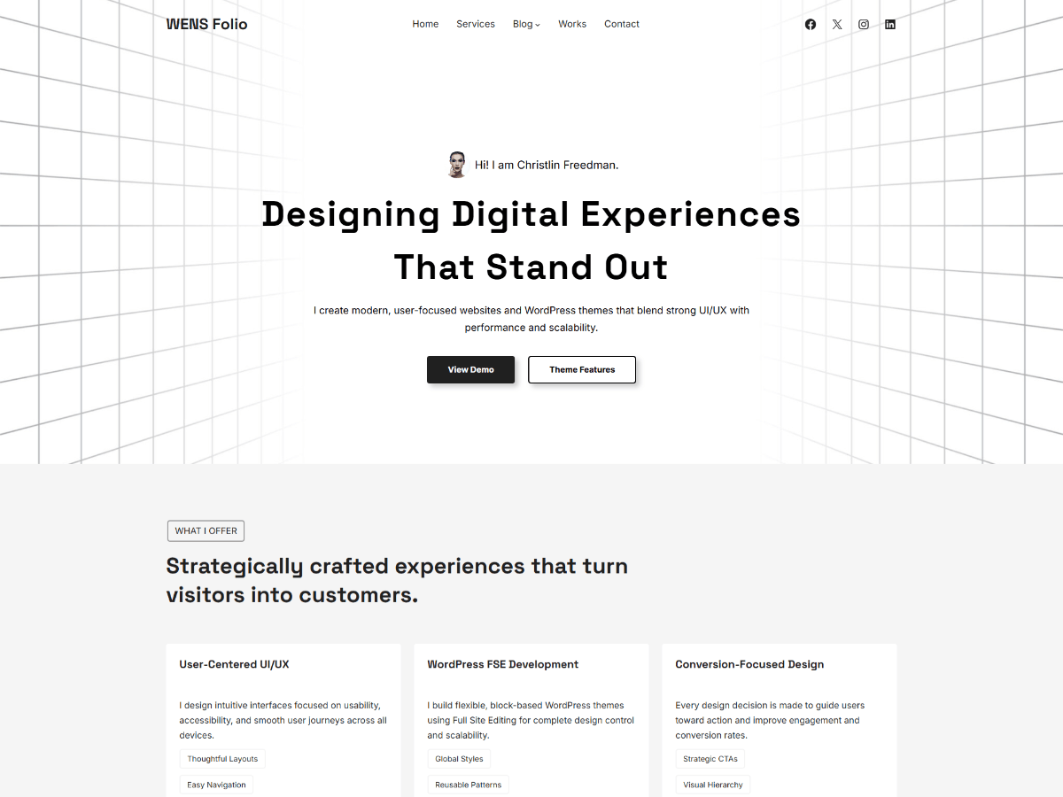WENS Folio Preview Wordpress Theme - Rating, Reviews, Preview, Demo & Download