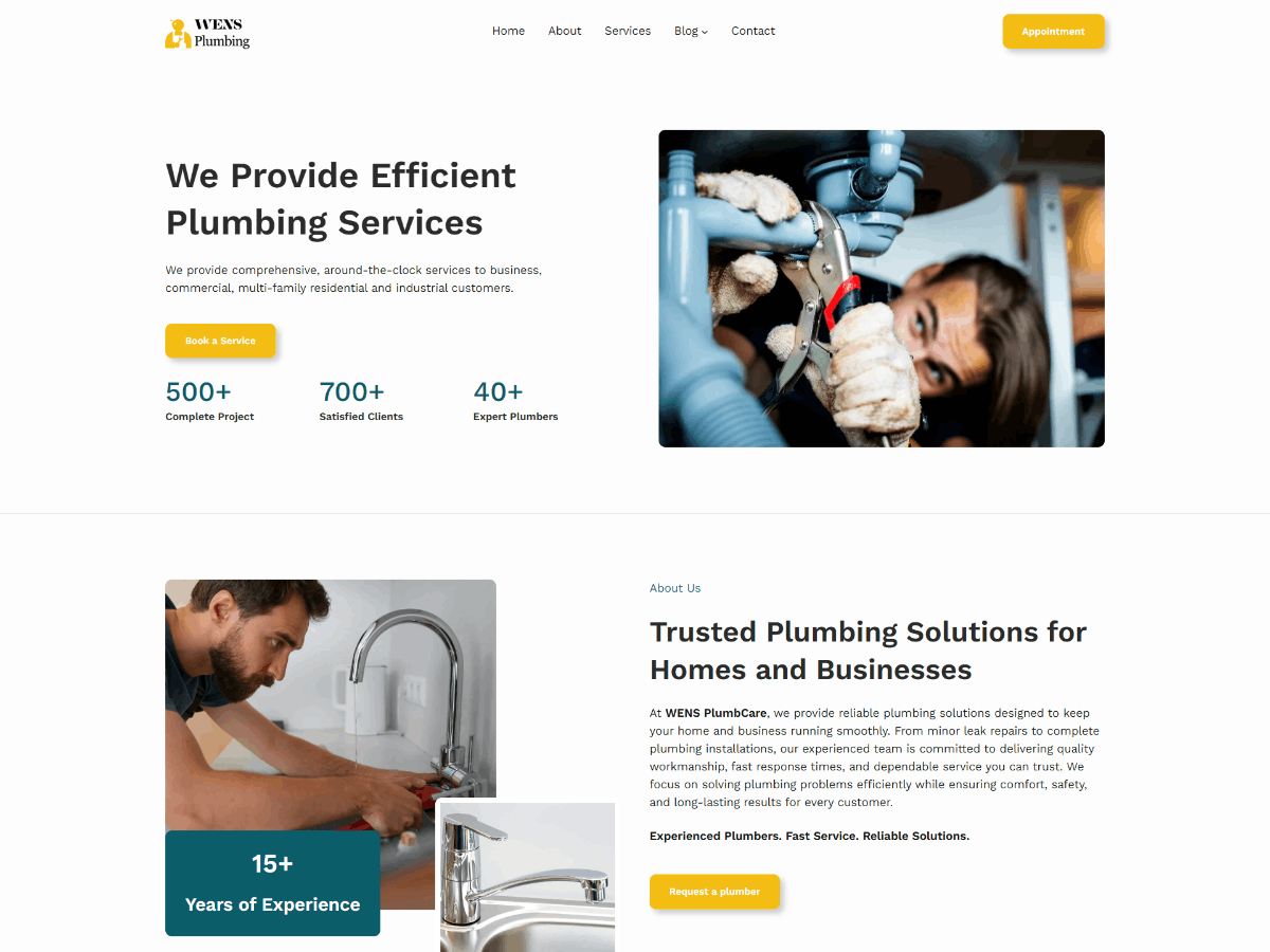 WENS Plumbing Preview Wordpress Theme - Rating, Reviews, Preview, Demo & Download